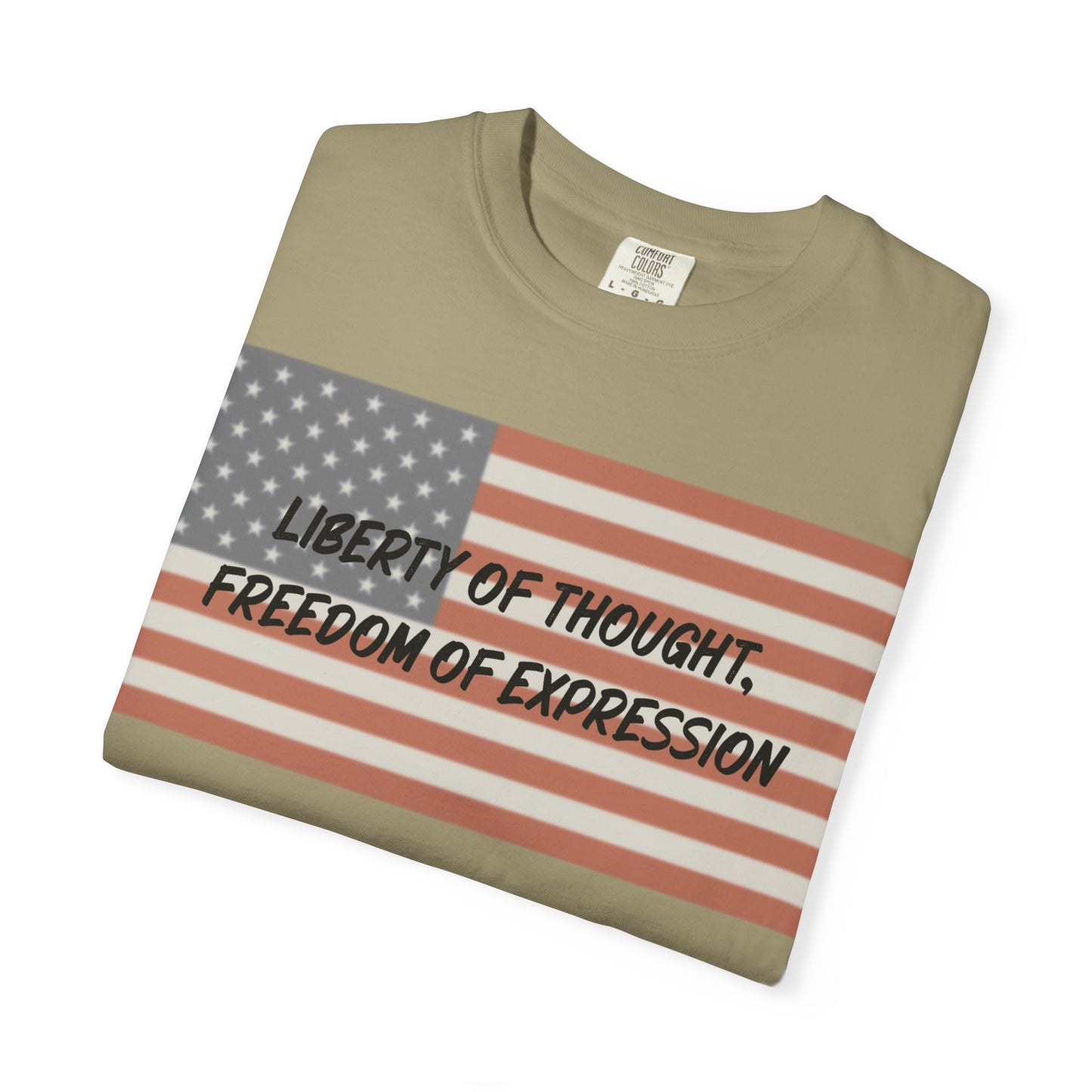 Patriotic Freedom T-shirt, Unisex Garment-Dyed Tee, Liberty of Thought Shirt, Blurred Flag