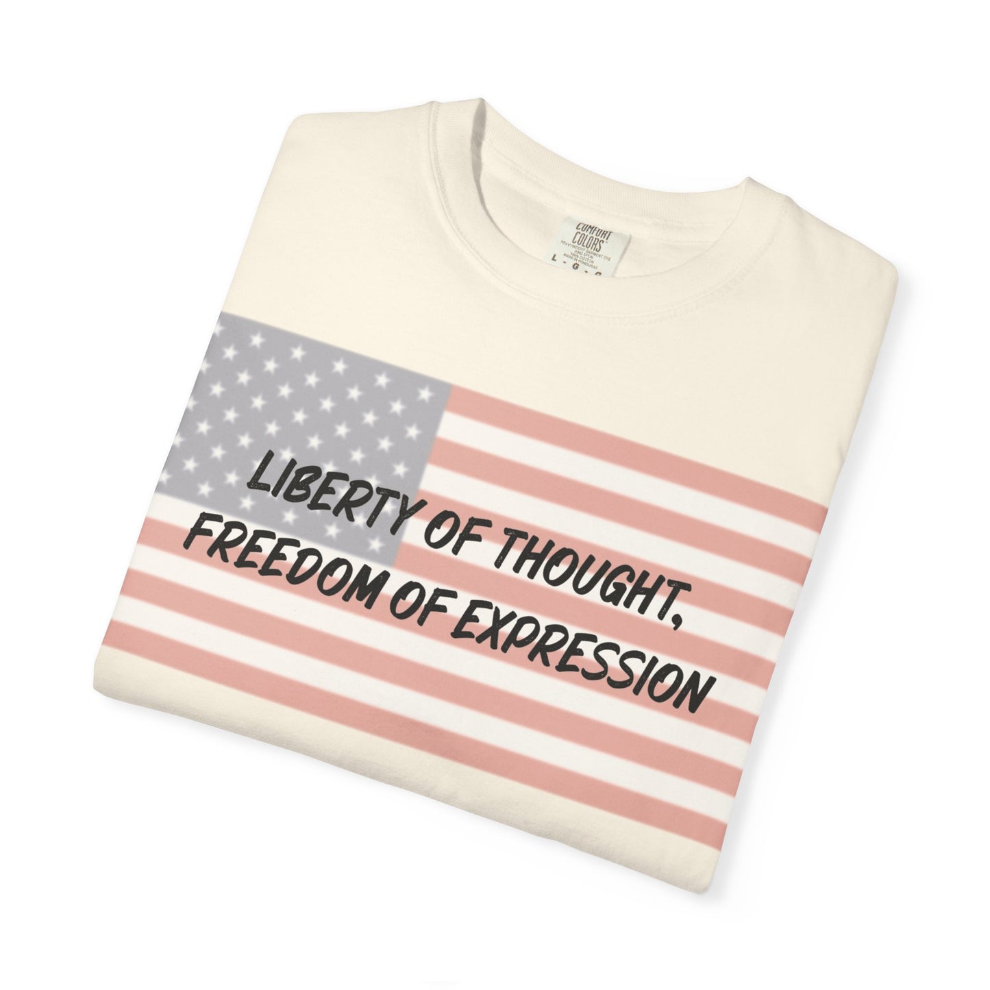 Patriotic Freedom T-shirt, Unisex Garment-Dyed Tee, Liberty of Thought Shirt, Blurred Flag