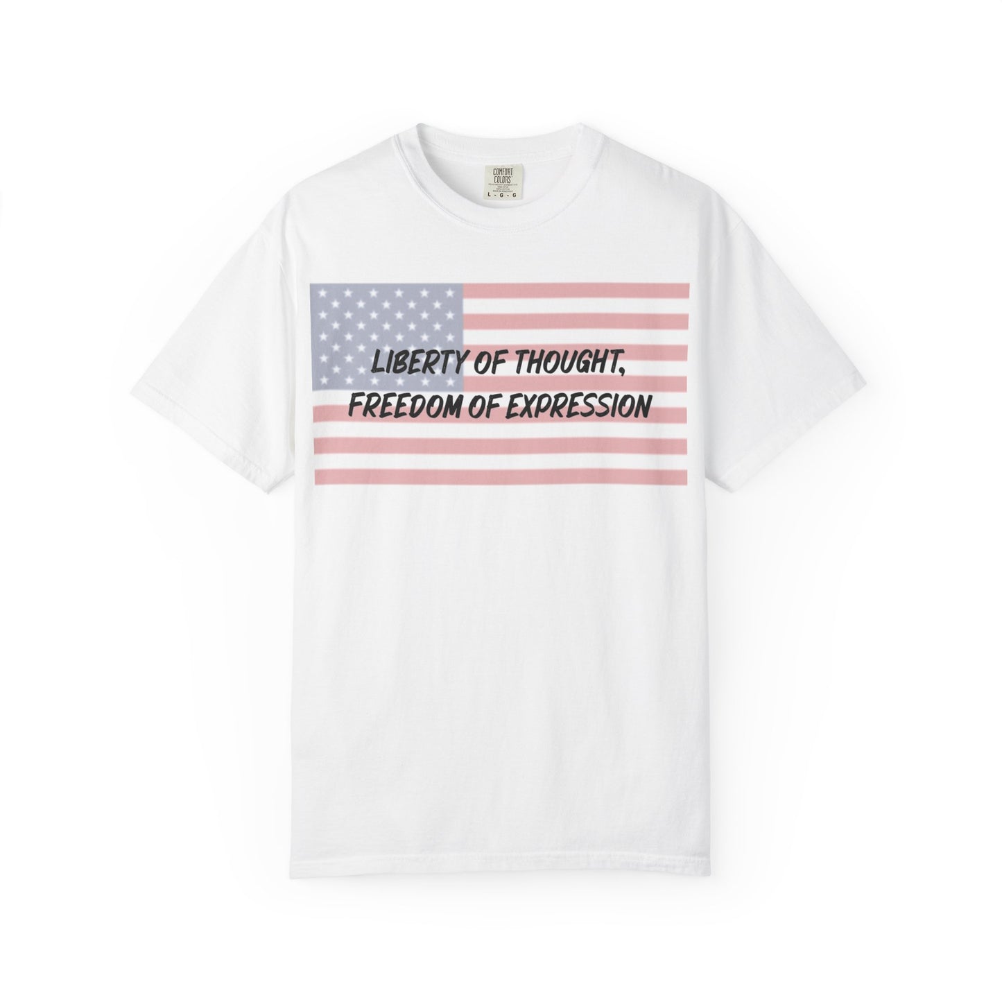 Patriotic Freedom T-shirt, Unisex Garment-Dyed Tee, Liberty of Thought Shirt, Blurred Flag